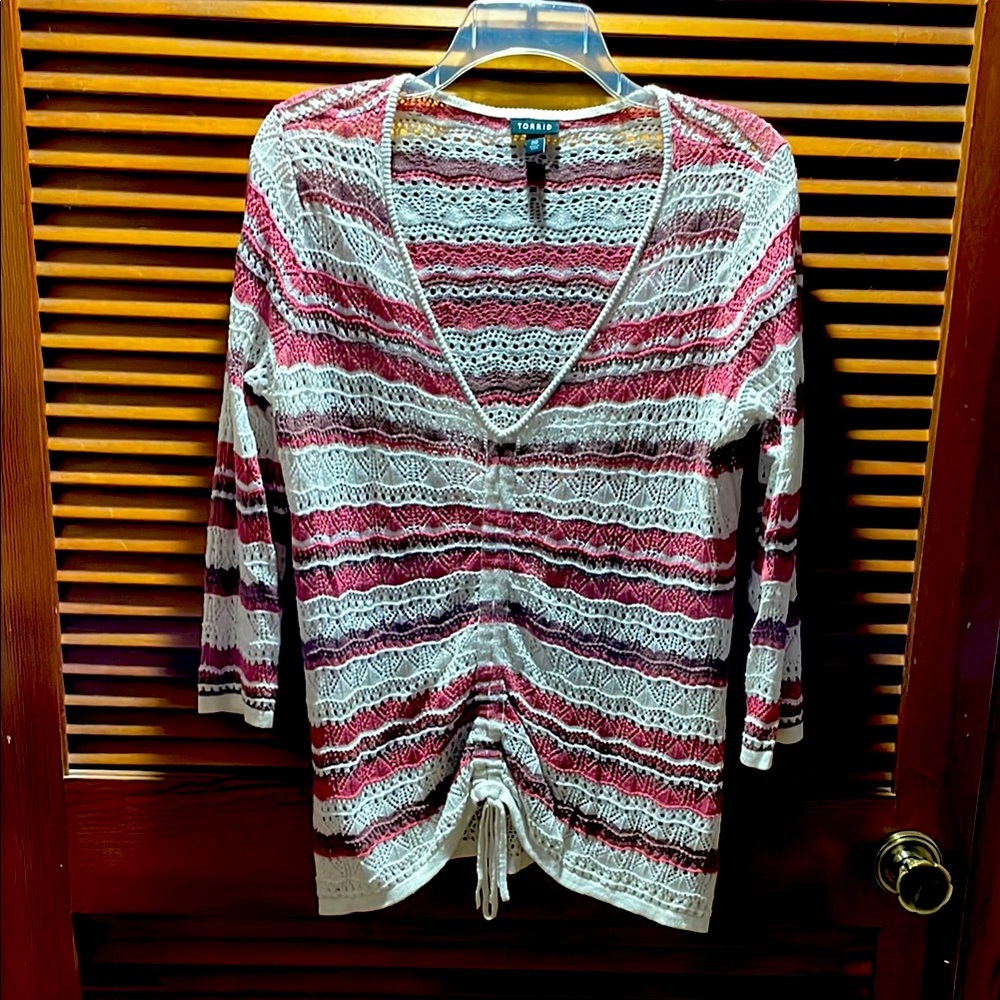 Torrid Stylish Lace Knit Cardigan w/adjustable strap tank
